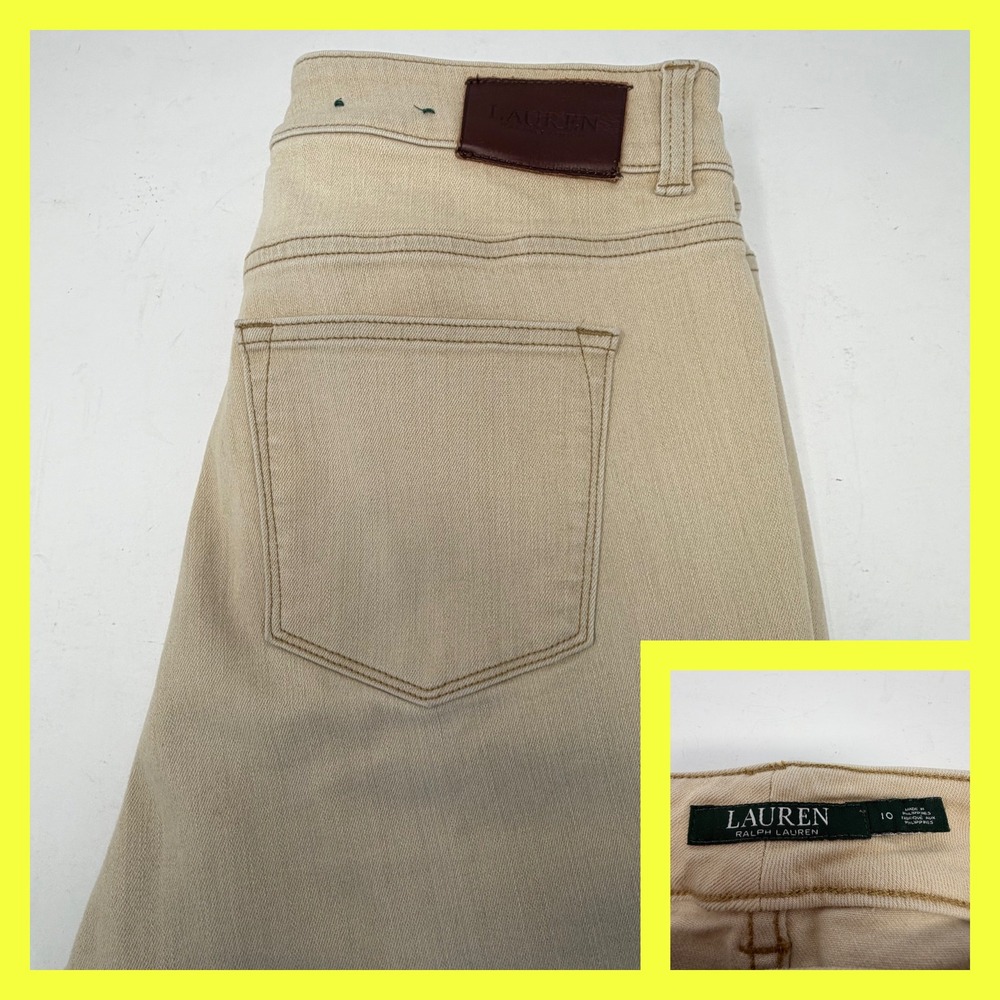 Lauren Ralph Lauren Premier Straight Leg Jeans Women's Size 10 Tan Khaki Denim